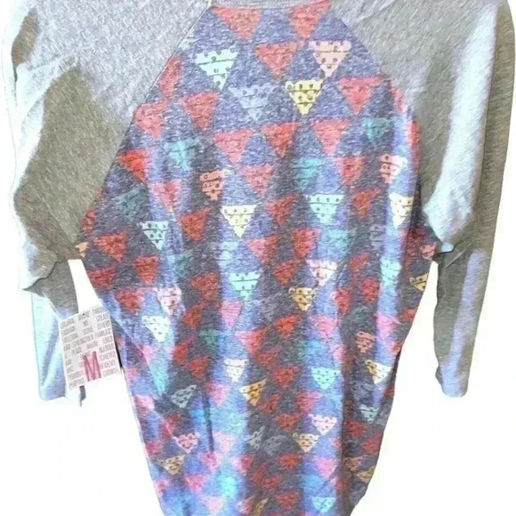 Lularoe Medium blue faded wash Randy baseball T with grey sleeves. NWT stretchy! - Picture 2 of 7
